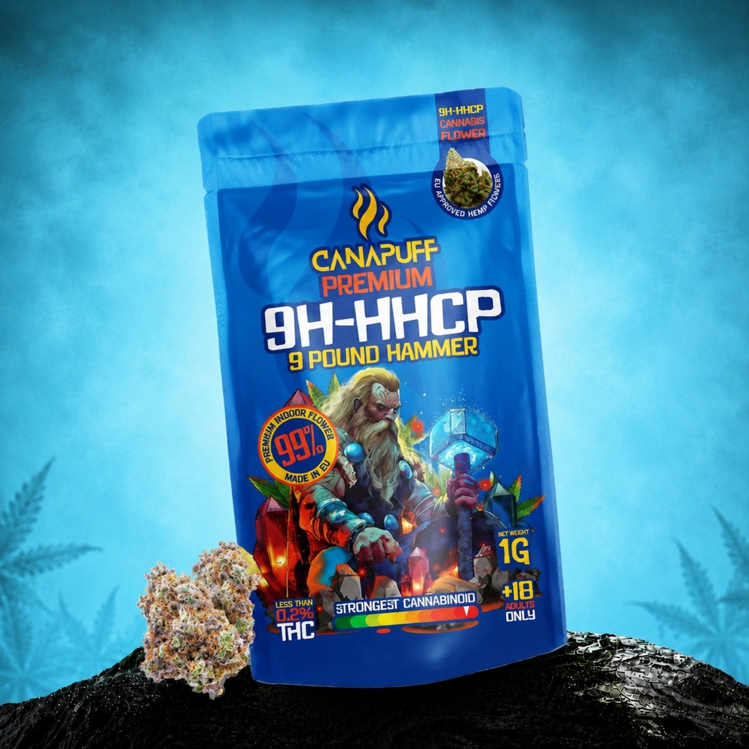 Canapuff 9H-HHCP Flowers 9 Pound Hammer 99%, 1g pouch