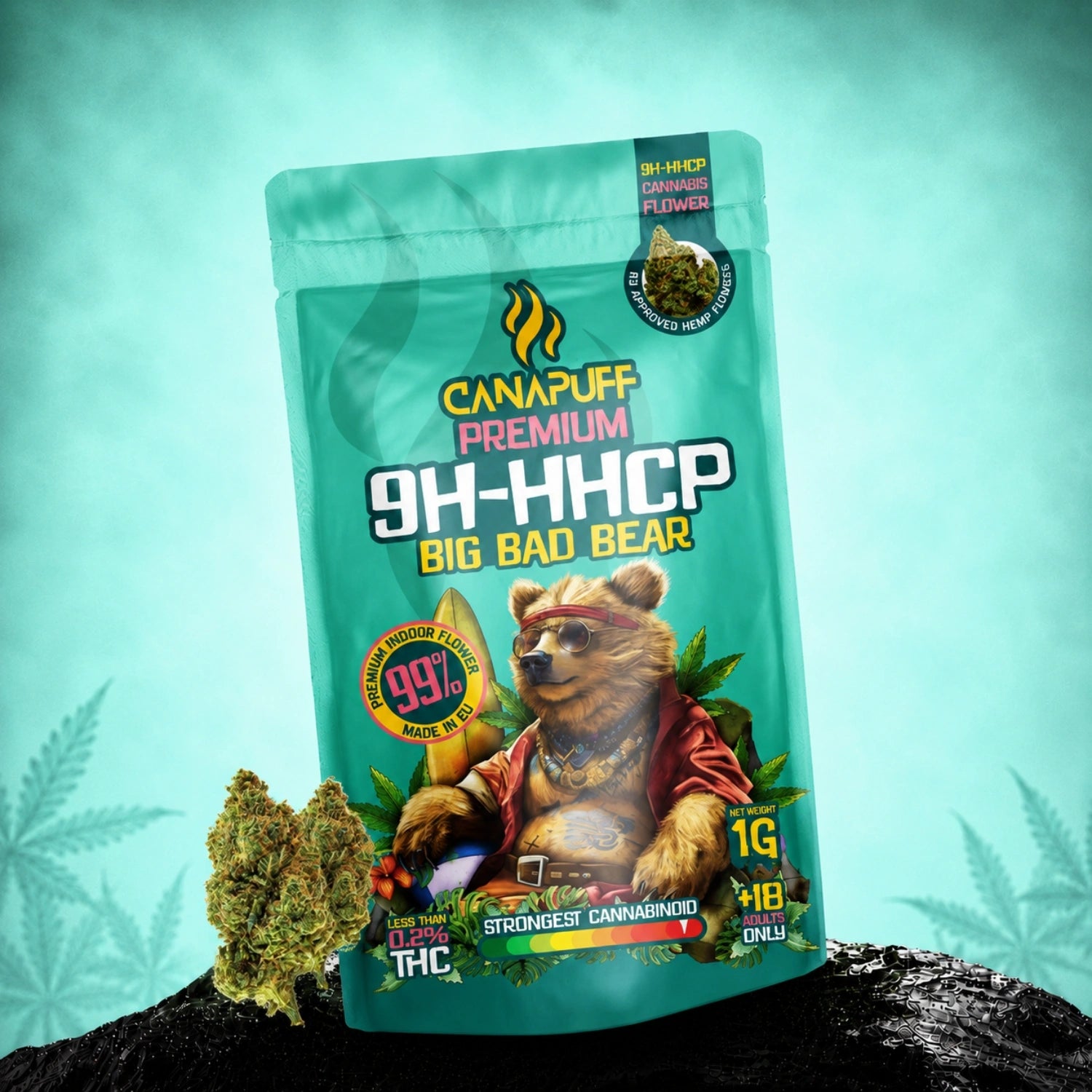 Canapuff 9H-HHCP Big Bad Bear flowers, 1g pouch, 99% strength