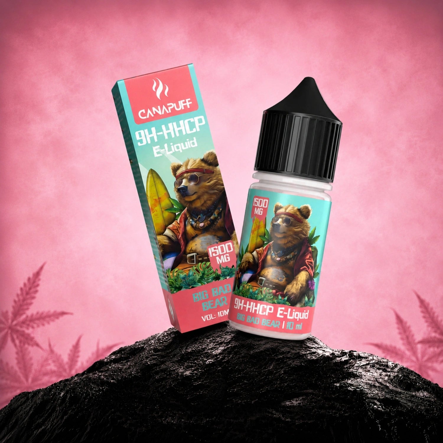 Canapuff 9H-HHCP E-Liquid Big Bad Bear 1500mg bottle and box packaging
