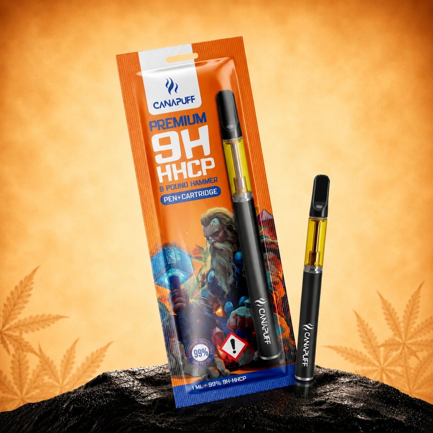 Canapuff 9H-HHCP Pen+Cartridge 9 Pound Hammer 99%, 1 ml disposable vape