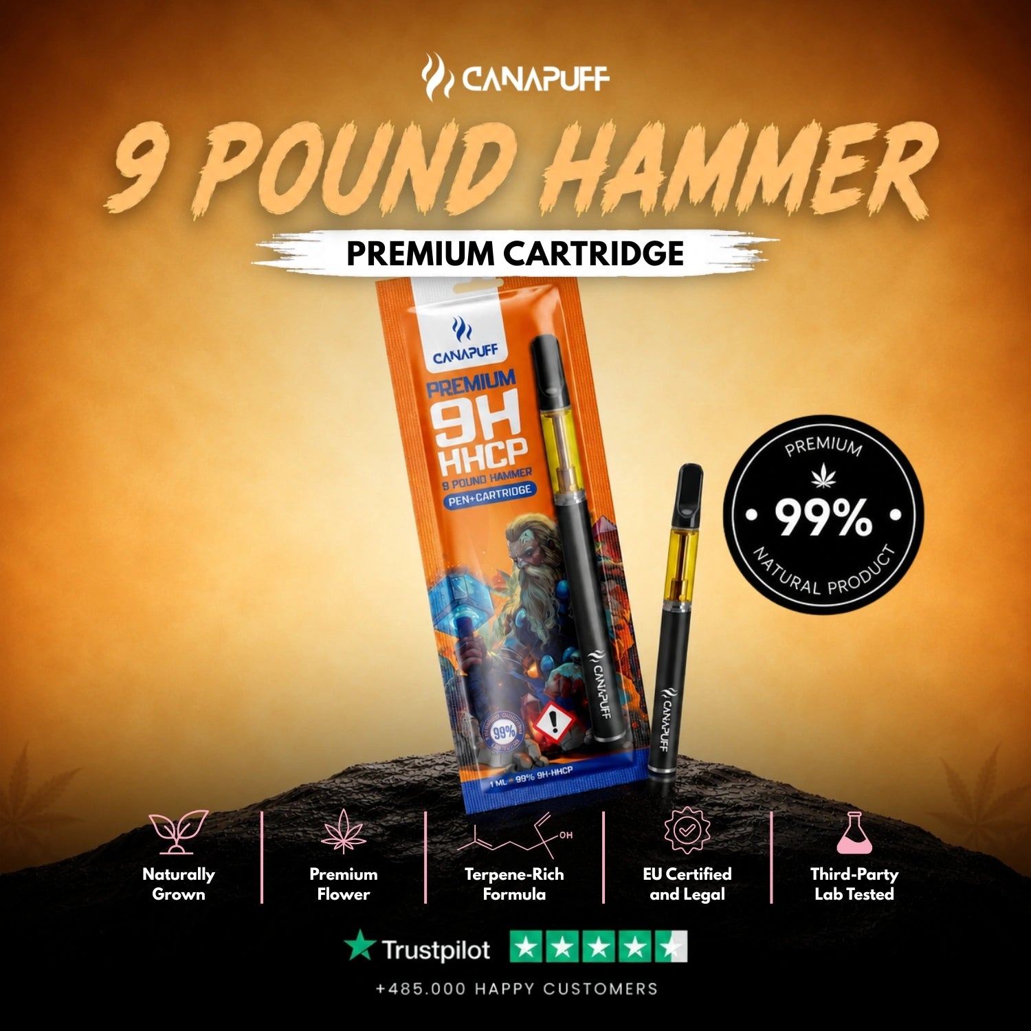 9H-HHCP Pen+Cartridge 9 Pound Hammer 99%