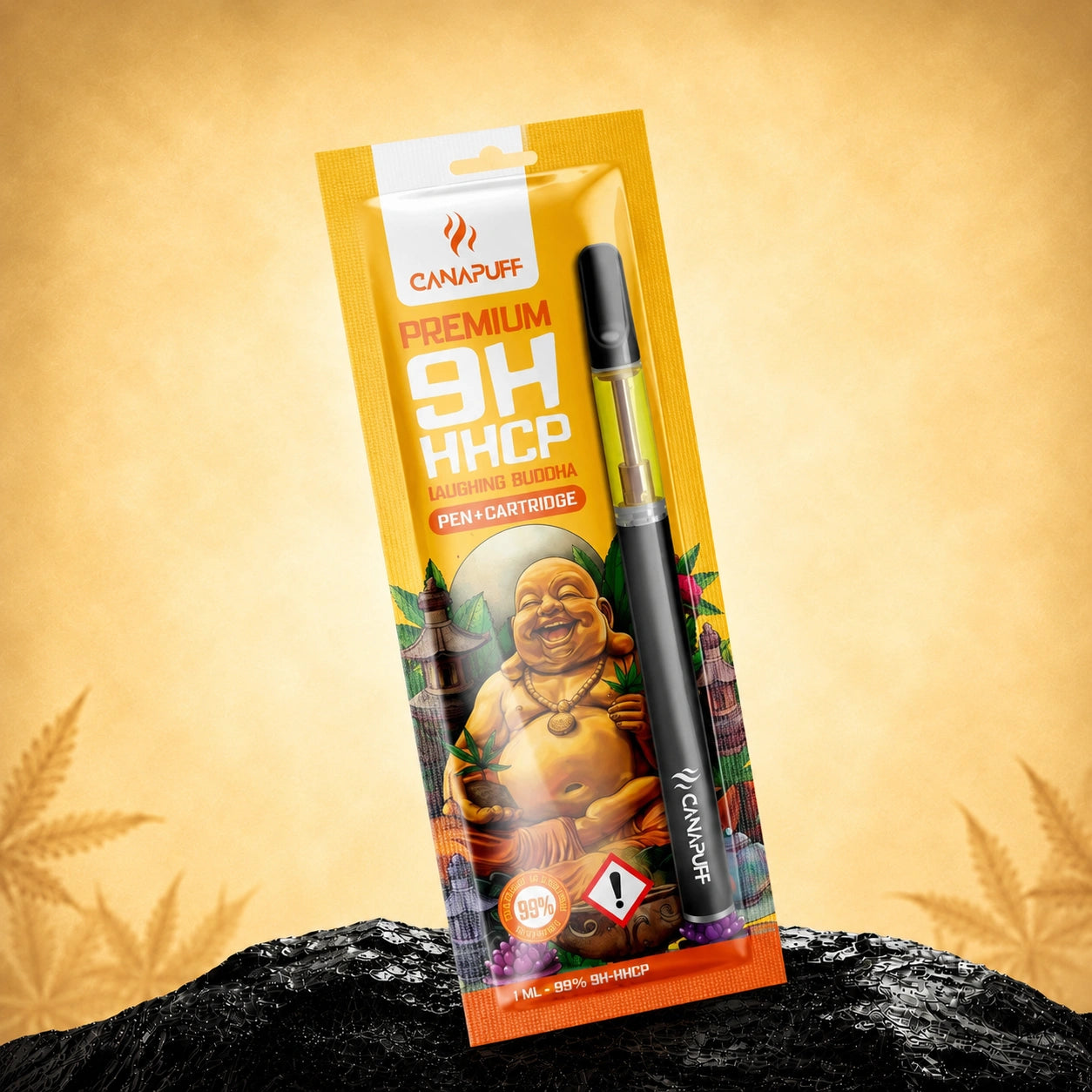 Canapuff 9H-HHCP pen and cartridge, Laughing Buddha flavor, 99%, 1 ml