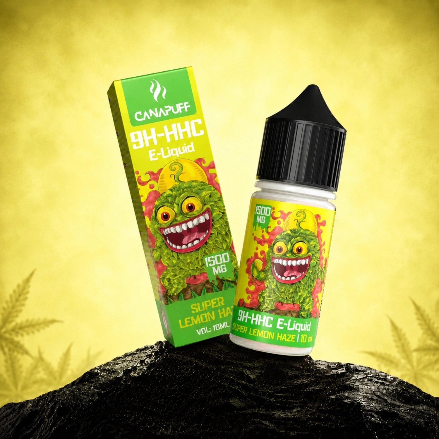 Canapuff 9H-HHC E-Liquid Super Lemon Haze 1.500mg, 10ml bottle with box packaging