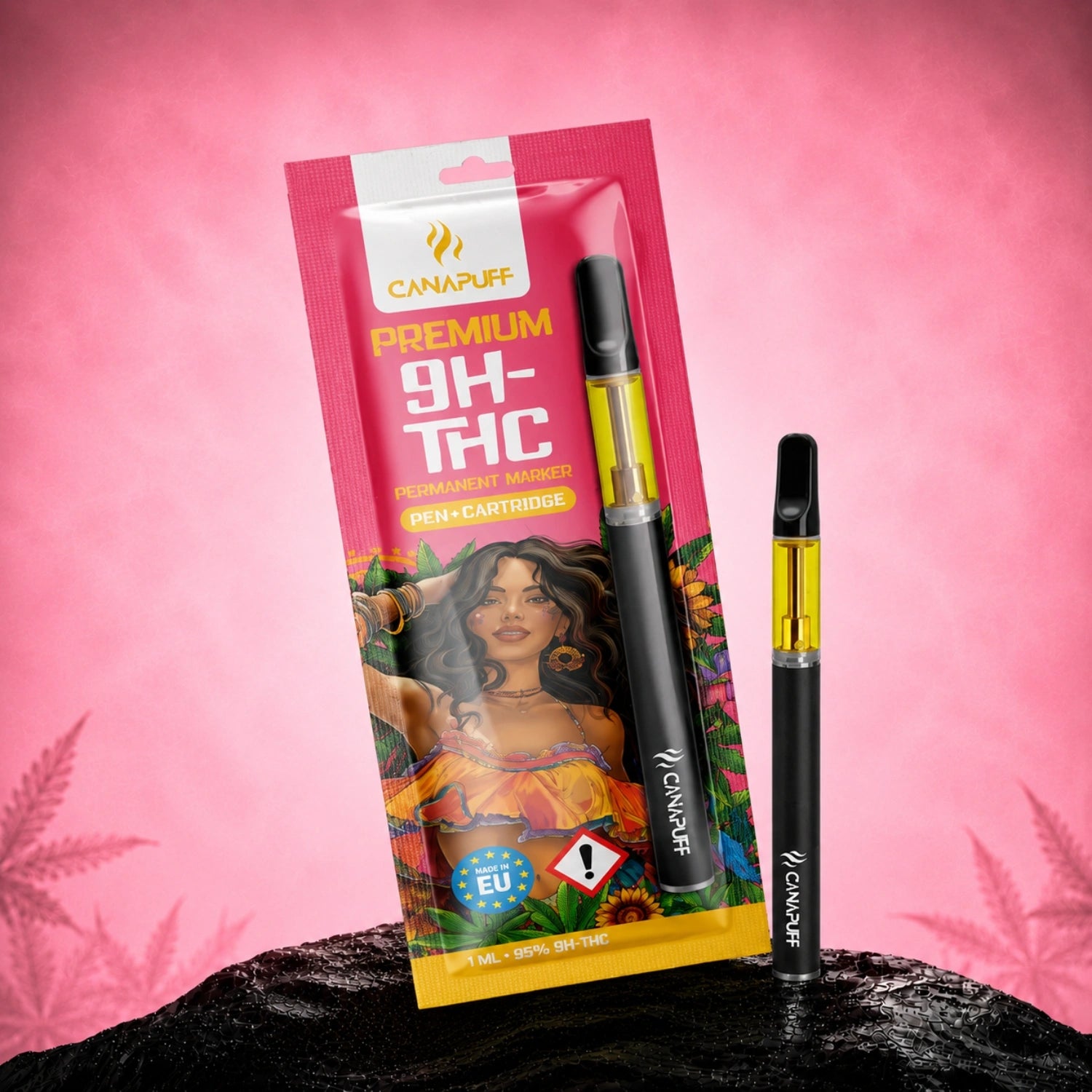Canapuff 9H-THC Pen+Cartridge Permanent Marker 95%, 1 ml vape liquid