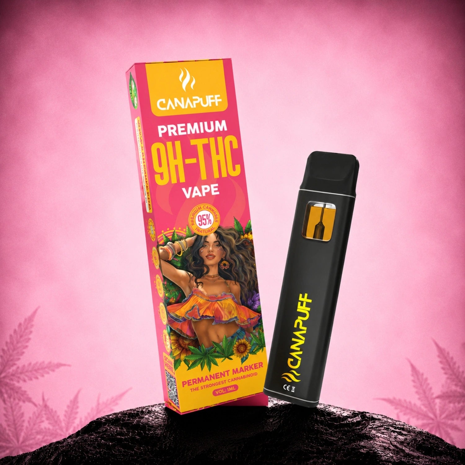 Canapuff 9H-THC Vape Permanent Marker 95%, 1 ml disposable pen