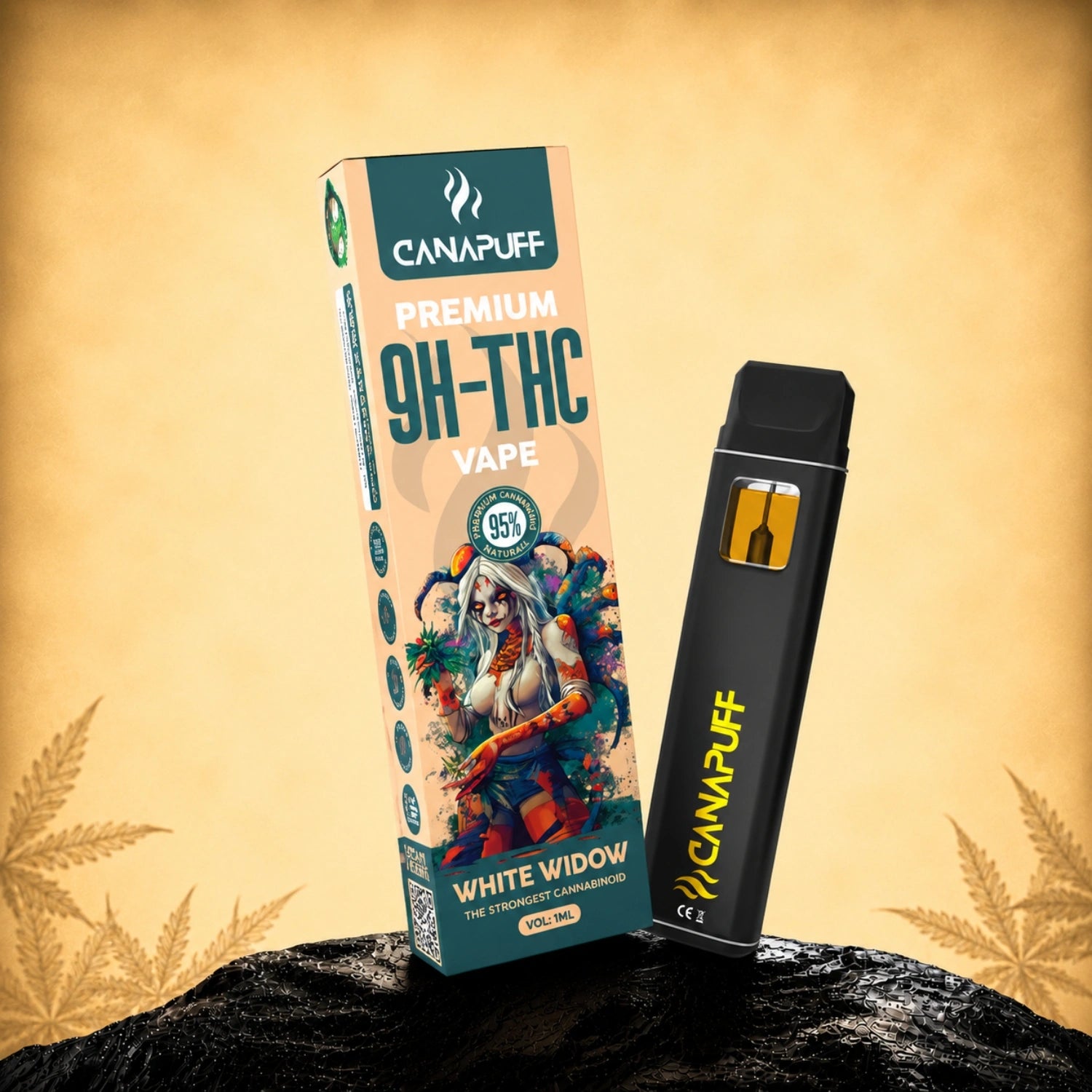 Canapuff 9H-THC vape White Widow 95% 1 ml disposable pen