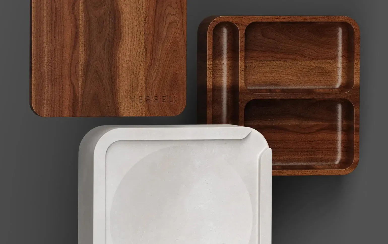 Canapuff walnut ashtray with compartments