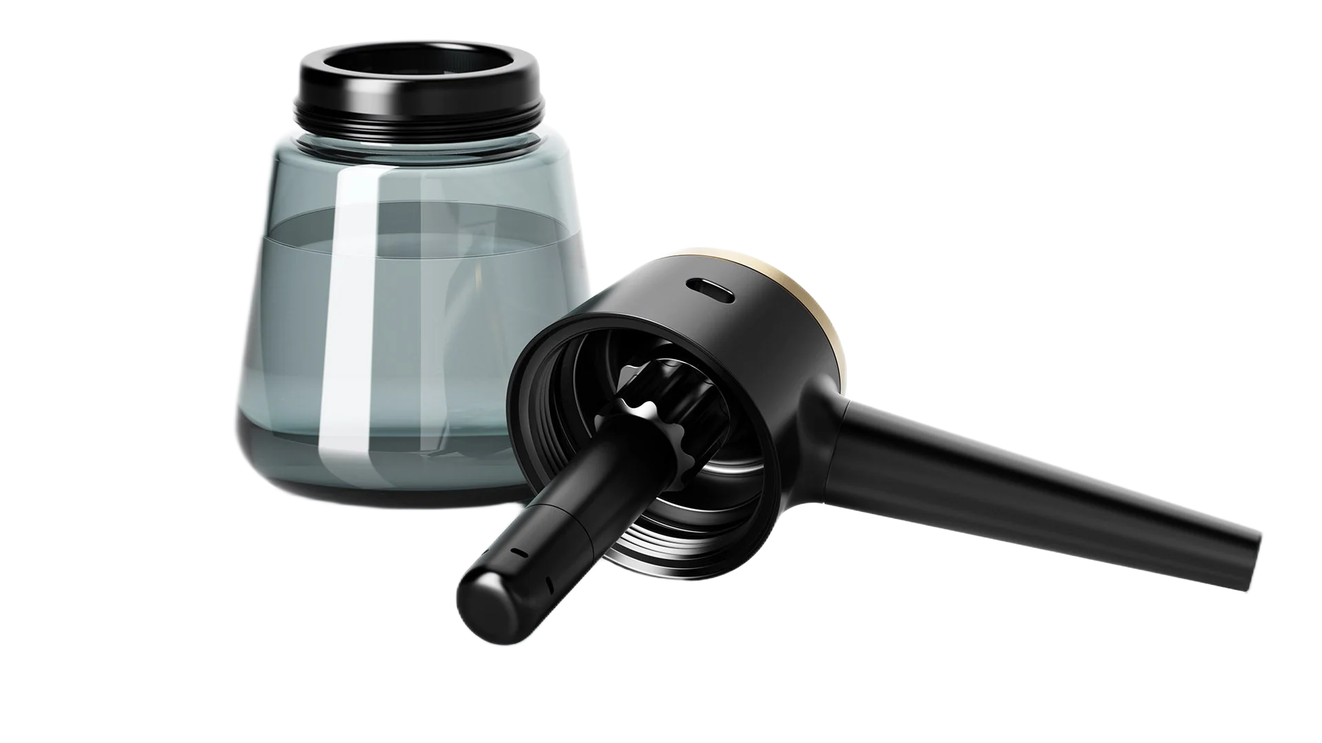 Vessel Pipe Element black glass water pipe with removable bowl