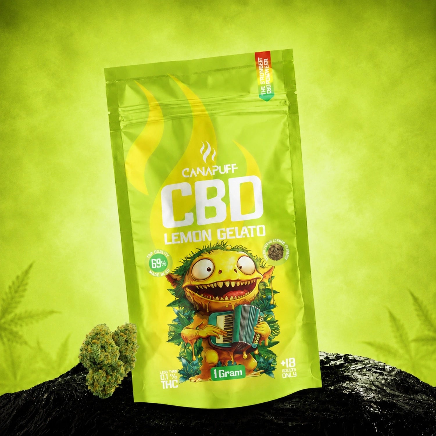 Canapuff CBD Flowers Lemon Gelato 69%, 1 gram pouch