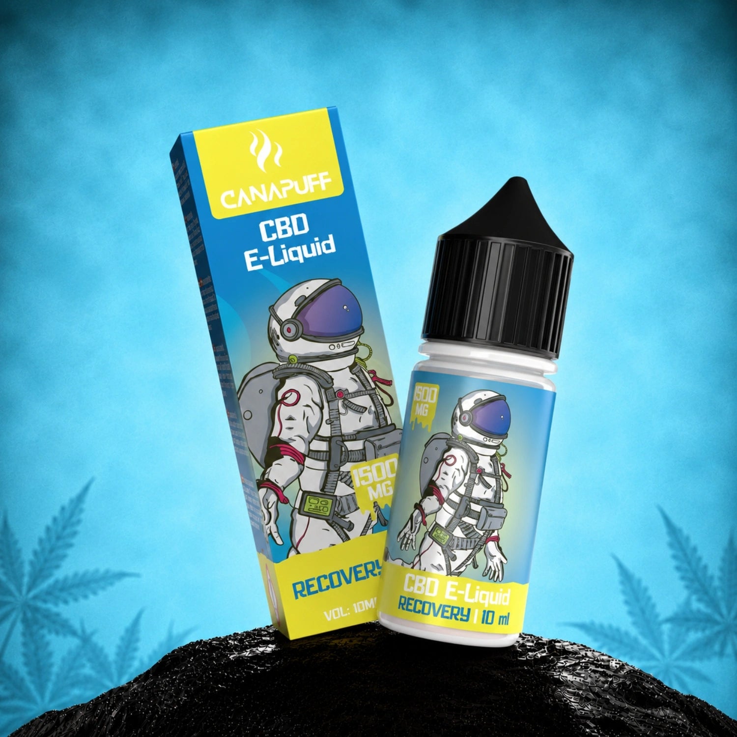 Canapuff CBD E-Liquid Recovery 1.500mg, 10 ml vape bottle
