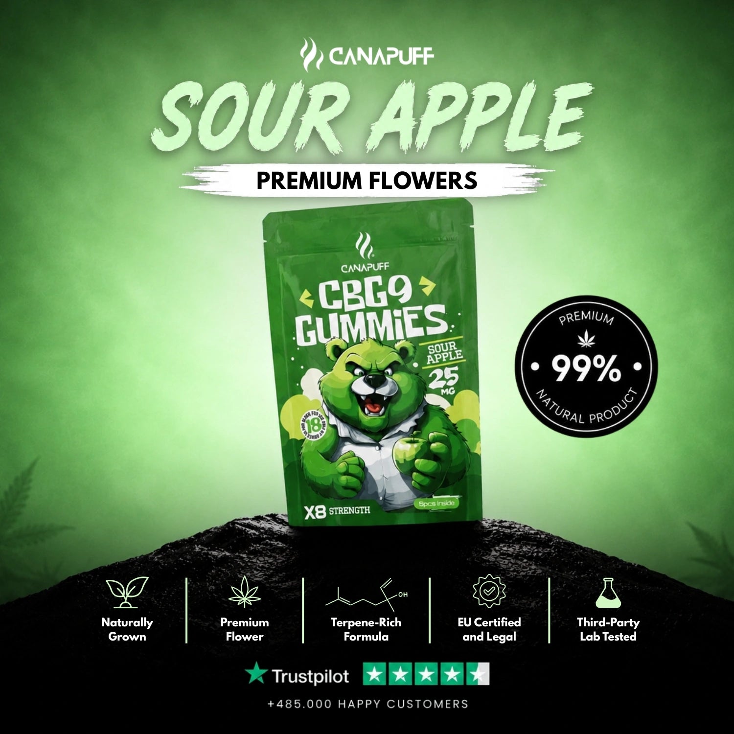 CBG9 Gummies Sour Apple