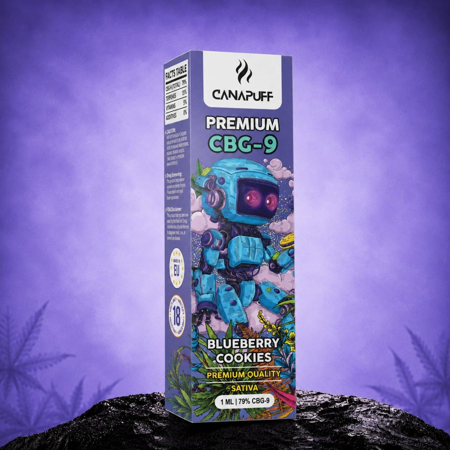 Canapuff CBG-9 vape liquid blueberry cookies 79% 1 ml