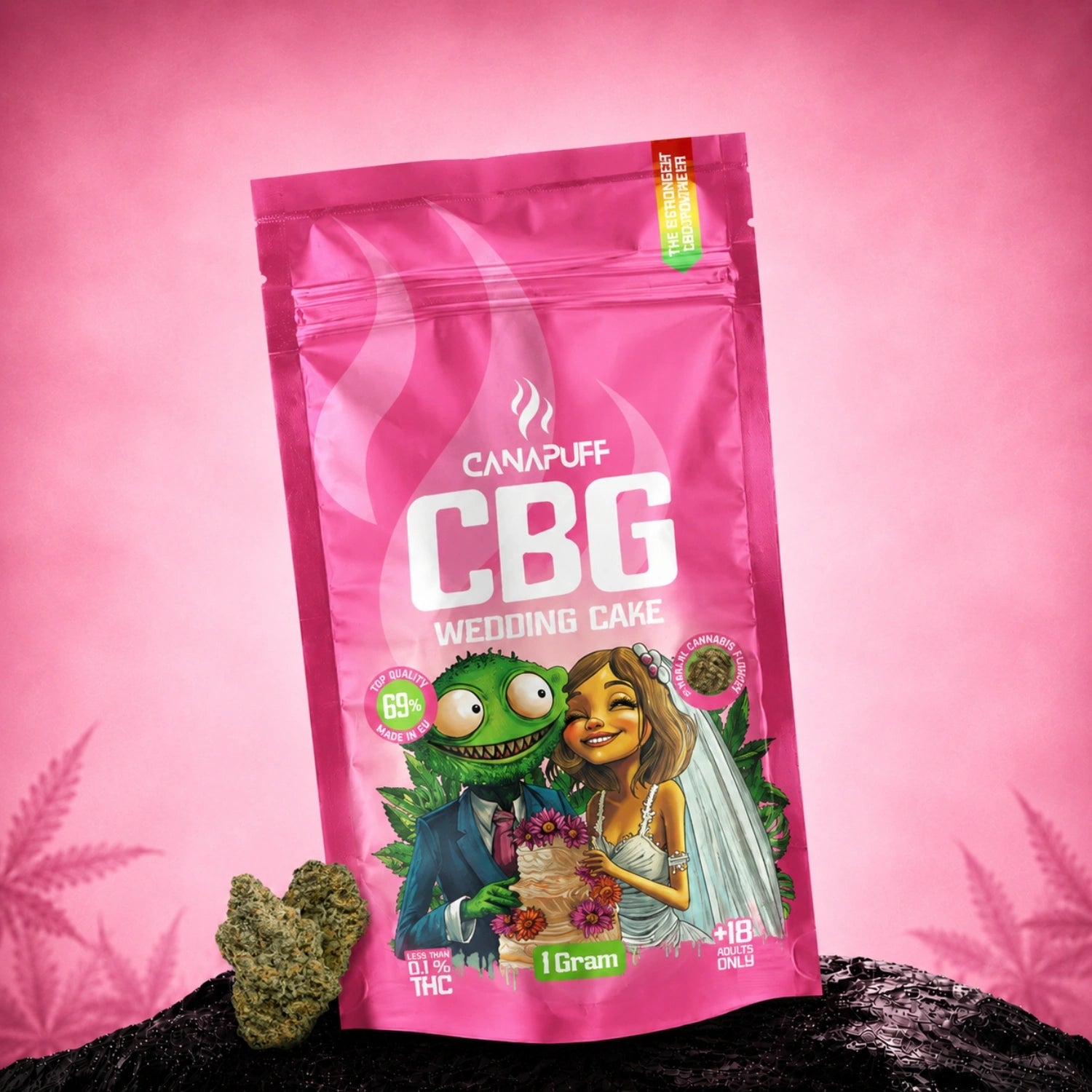 Canapuff CBG flowers Wedding Cake 69%, 1 gram pouch