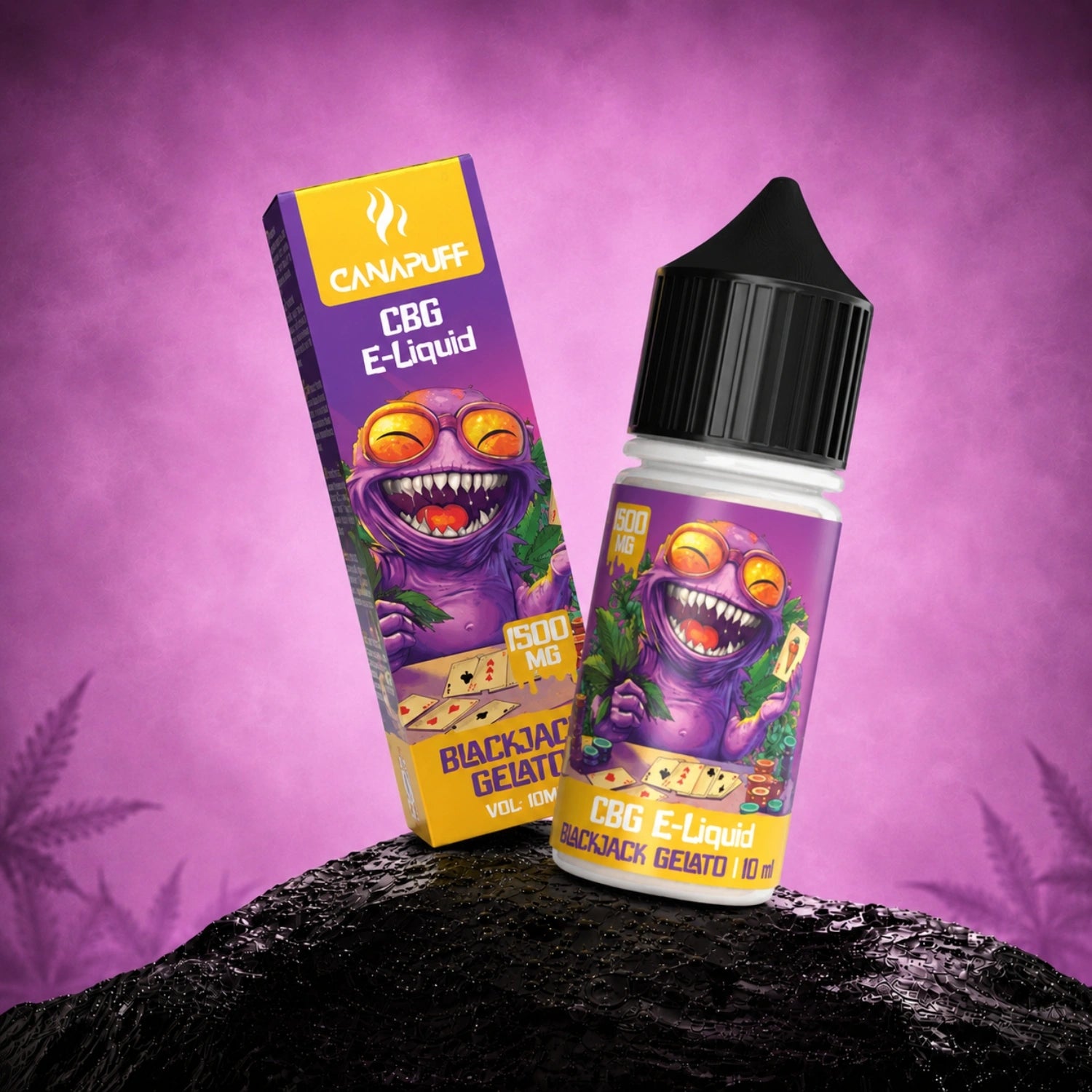 Canapuff CBG E-Liquid Blackjack Gelato 1500 mg, 10 ml vape bottle