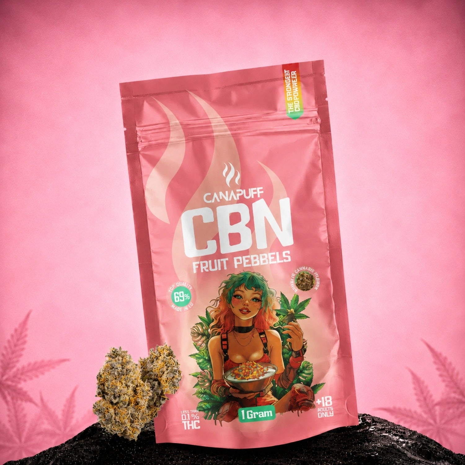 Canapuff CBN Fruit Pebbels flowers, 69% strength, 1 gram pouch