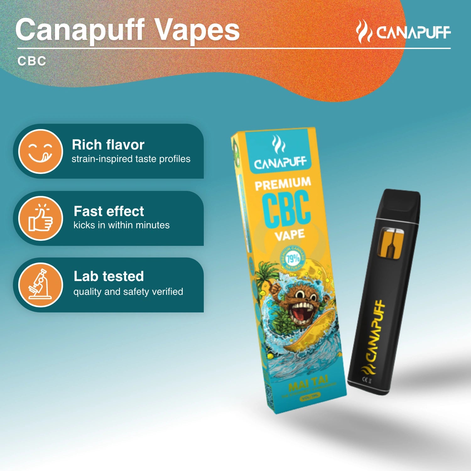 Canapuff CBC Vape Mai Tai 79% 1ml disposable pen