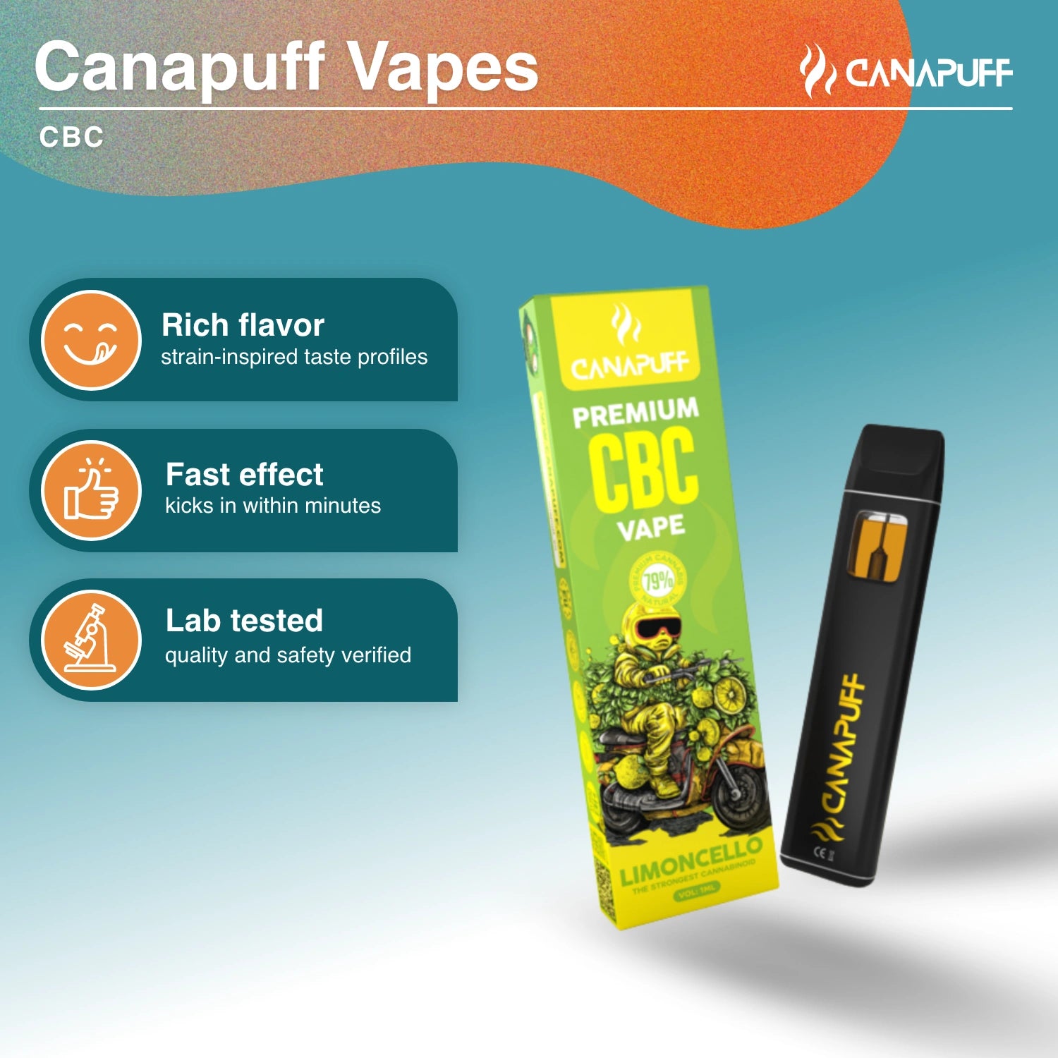 Canapuff CBC Vape Limoncello 79% 1ml disposable pen
