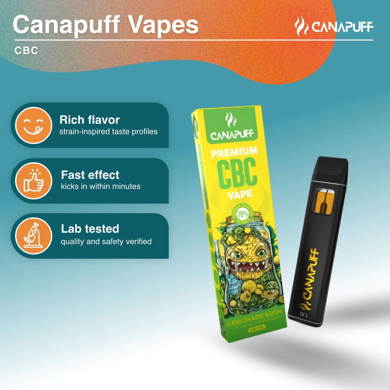 Canapuff CBC Vape Lemonade Kush 79% 1ml disposable pen