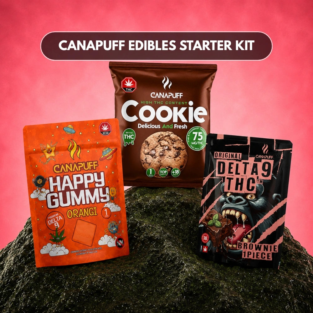 Canapuff Edibles Starter Kit bundle with Happy Gummy, Cookie and Delta-9 THC Brownie