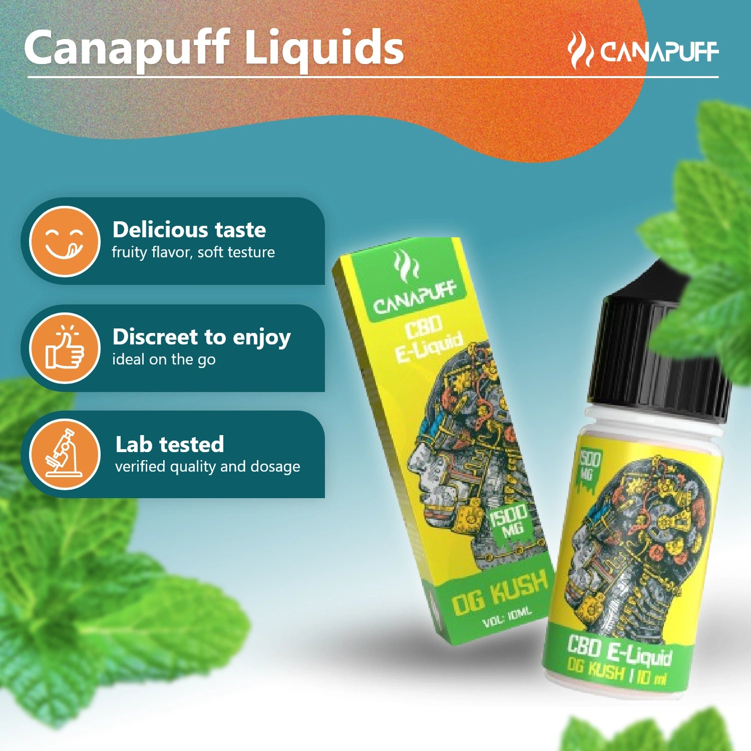 Canapuff CBD E-Liquid OG Kush 1500mg 10ml bottle