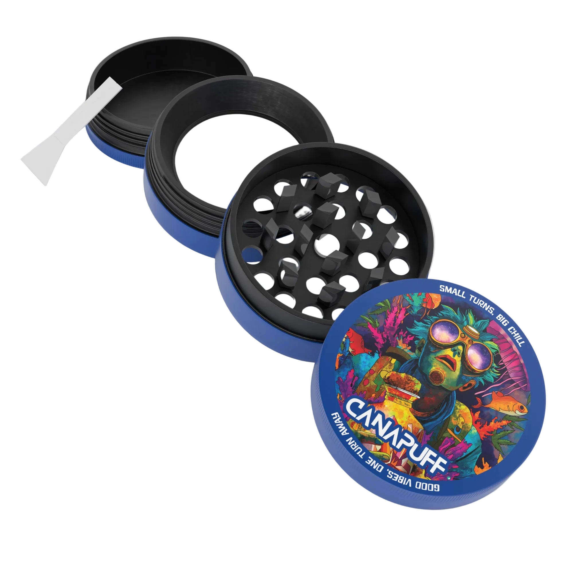 Canapuff Metal Grinder Deep with kief catcher and scraper