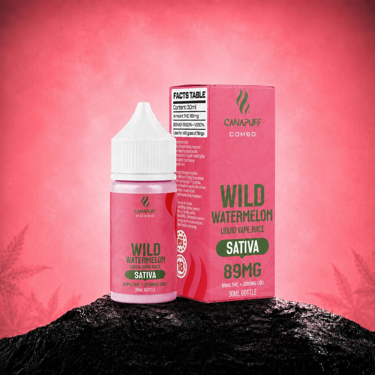 Canapuff Delta 9 Liquid CBD Wild Watermelon 89mg vape juice 30ml bottle