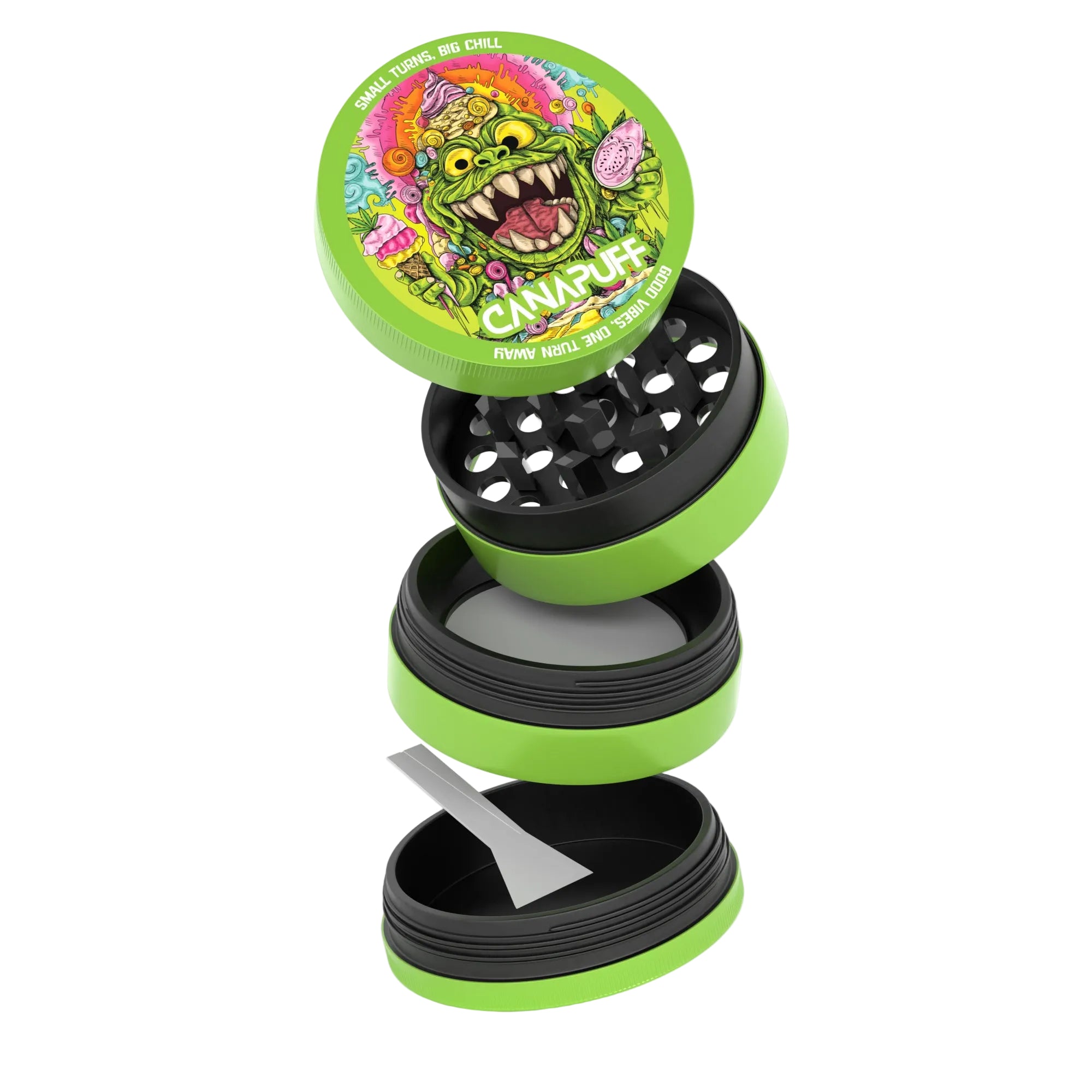 Canapuff metal grinder Guava Gelato, four-piece design with kief catcher
