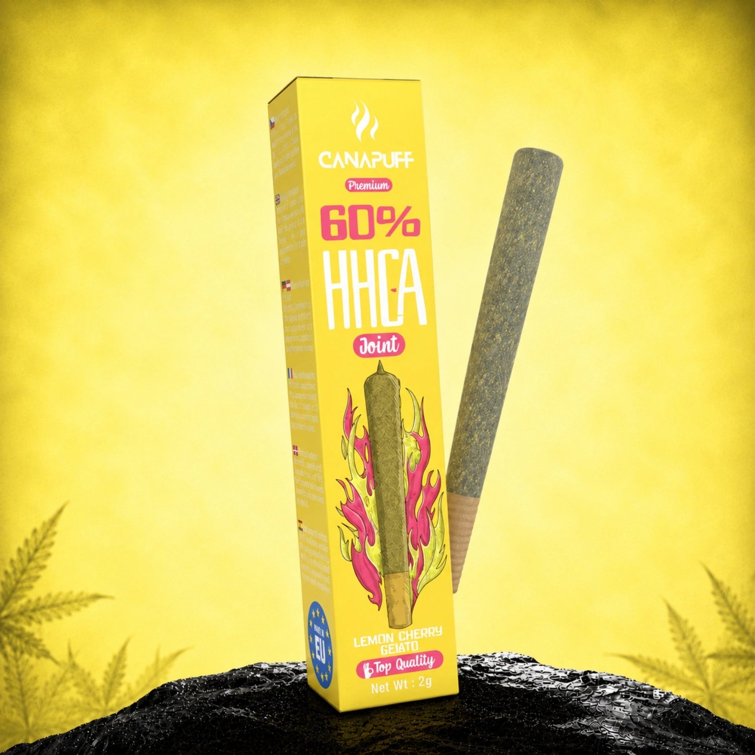 Canapuff HHCA Joint Lemon Cherry Gelato 60% 2g with yellow packaging
