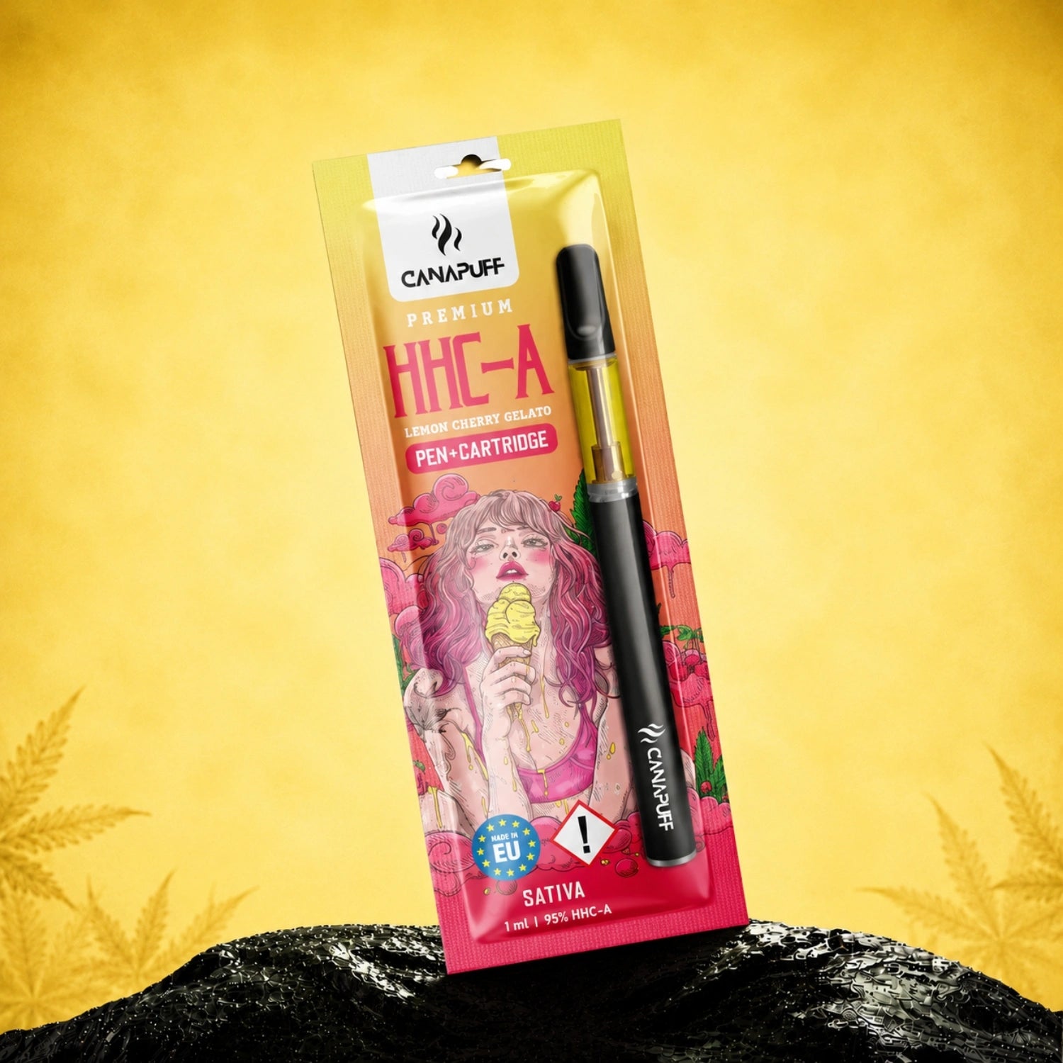 Canapuff HHC-A pen and cartridge, Lemon Cherry Gelato flavor, 95%, 1 ml, sativa