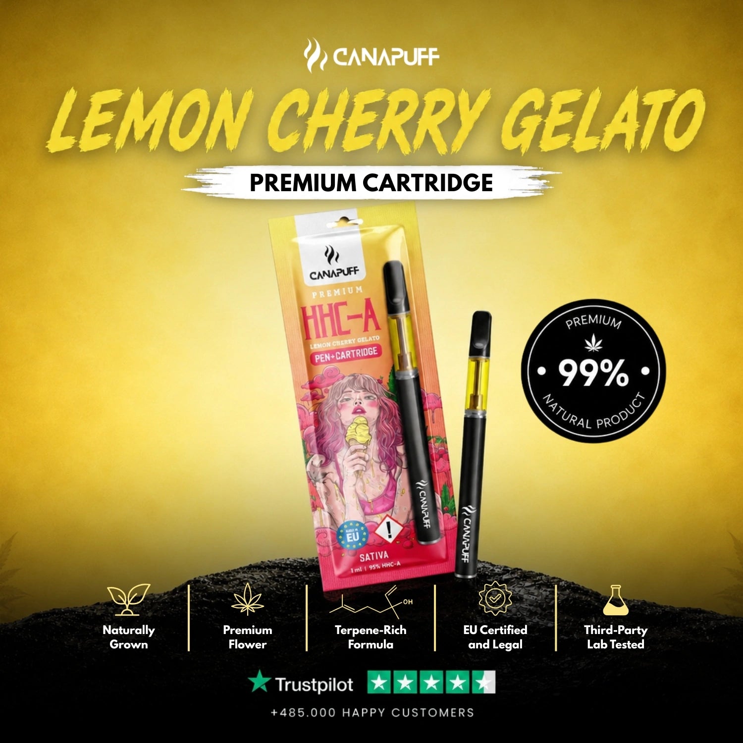 HHC-A Pen+Cartridge Lemon Cherry Gelato 95%
