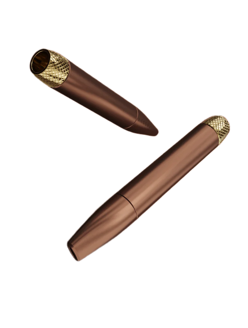 Vessel One Hitter Sierra device with gold mesh screen and brown metal barrel