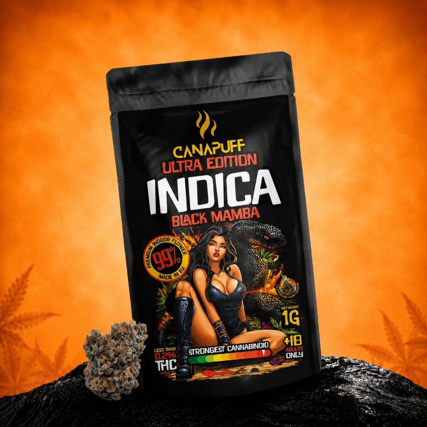 Canapuff Indica Flowers Black Mamba Ultra Edition 99%, 1g pouch
