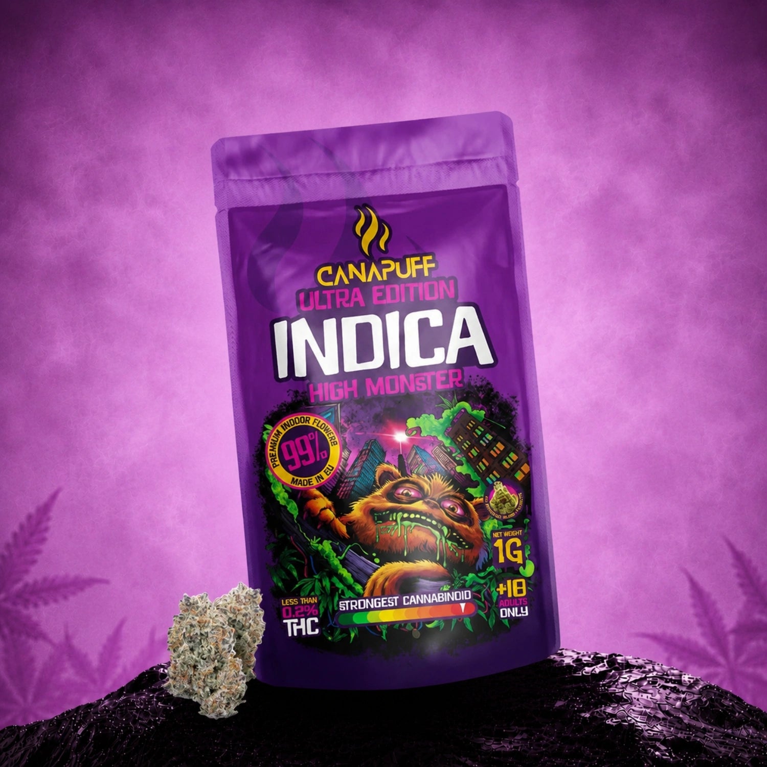 Canapuff Indica Flowers High Monster Ultra Edition 99%, 1g pouch