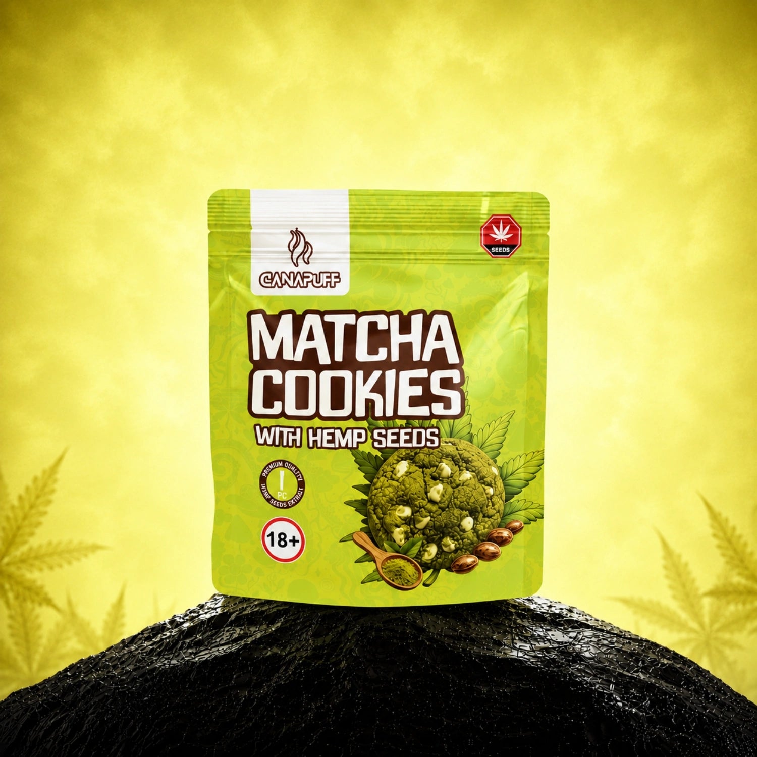 Matcha Cookies with hemp seeds