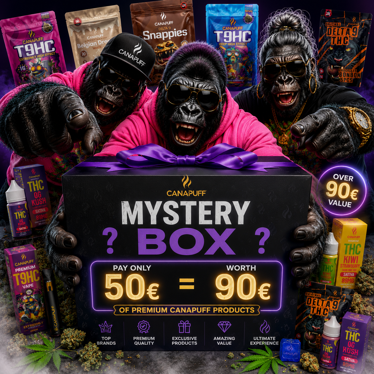 Canapuff Mystery Box M with hemp-derived THC products