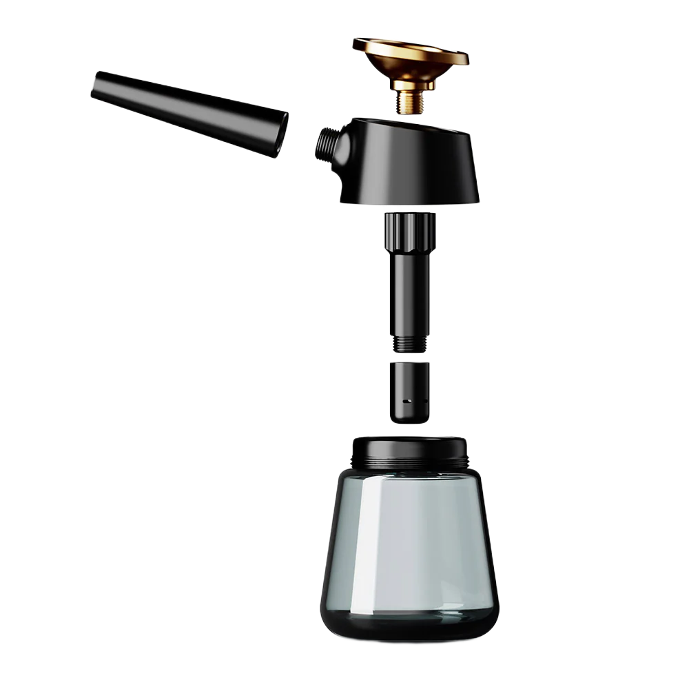 Vessel Pipe Element water pipe in black with glass base and metal components