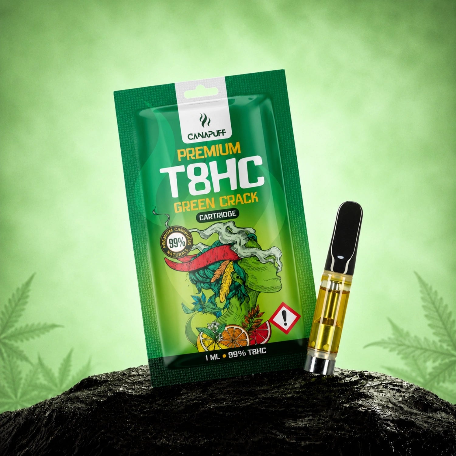 Canapuff T8HC Green Crack cartridge, 99%, 1 ml