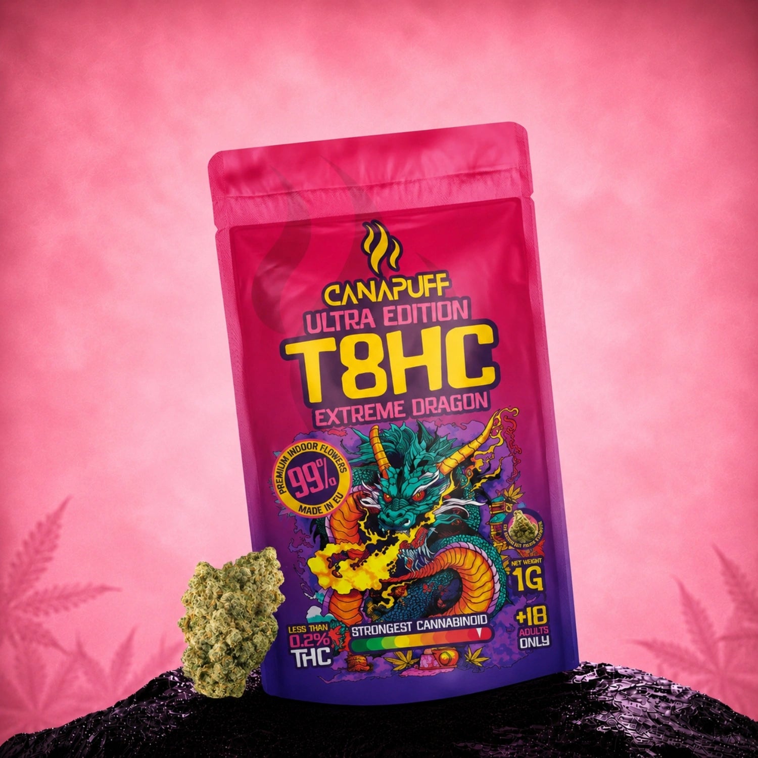 Canapuff T8HC Flowers Extreme Dragon 1g pouch, Ultra Edition