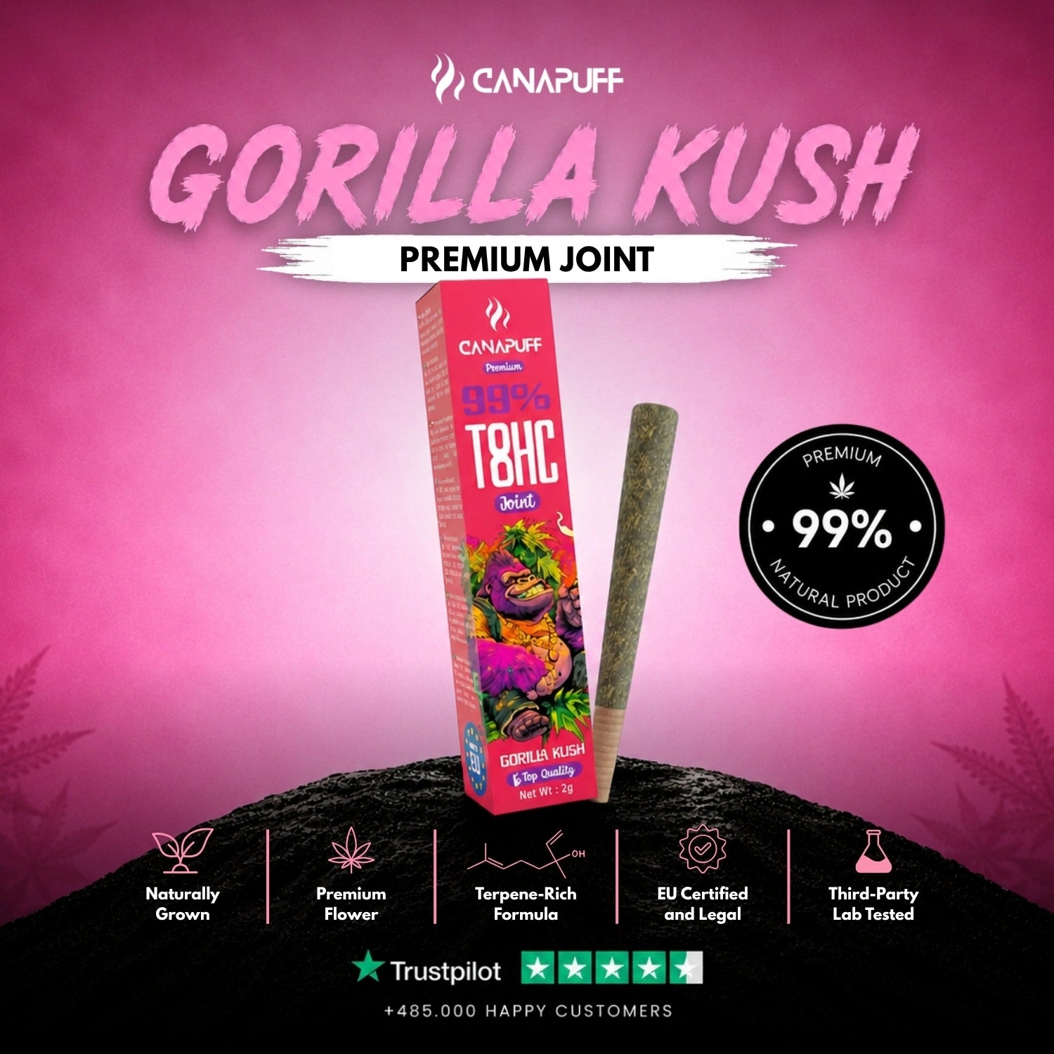 T8HC Joint Gorilla Kush 99% 2g