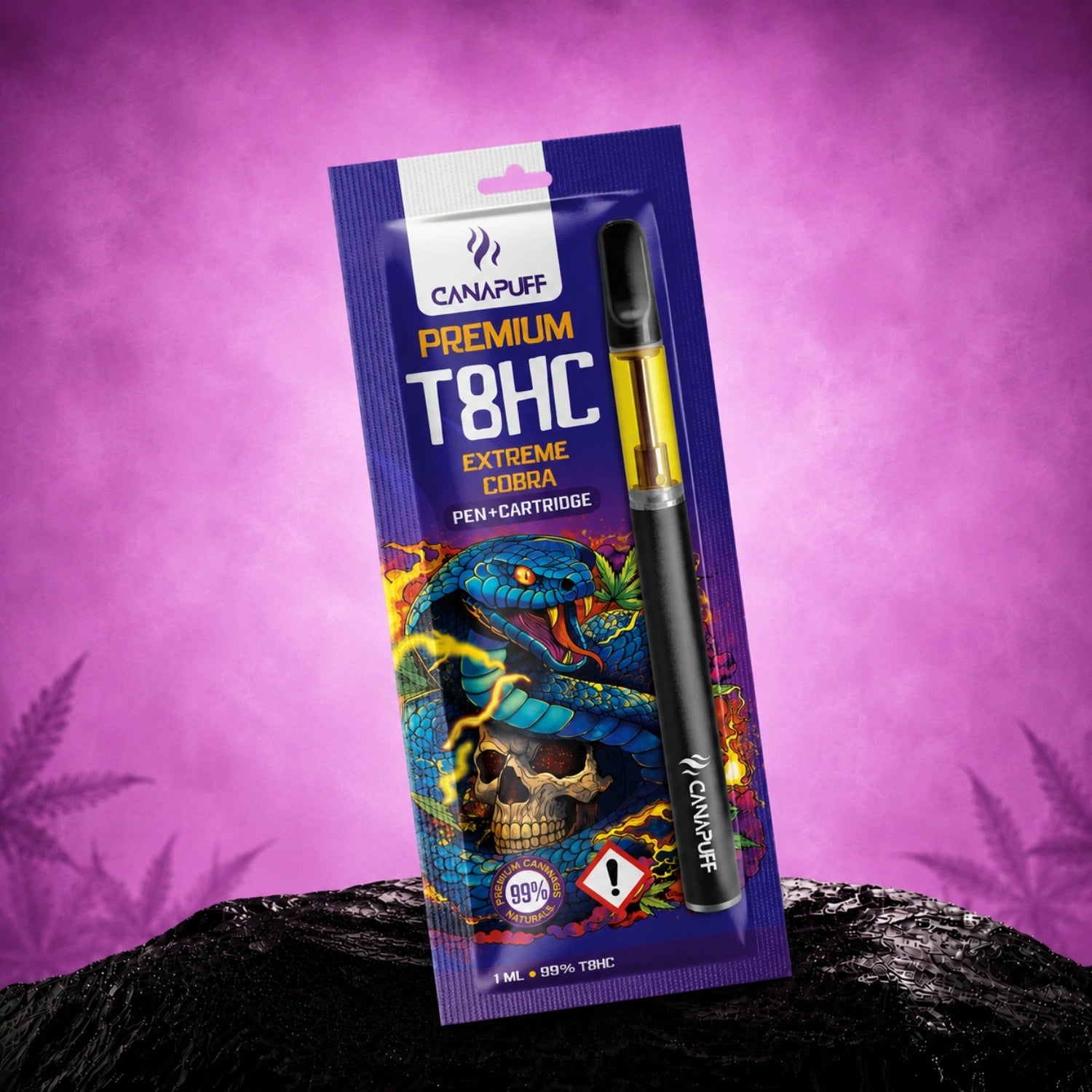 Canapuff T8HC Extreme Cobra vape cartridge, 1 ml, 99%