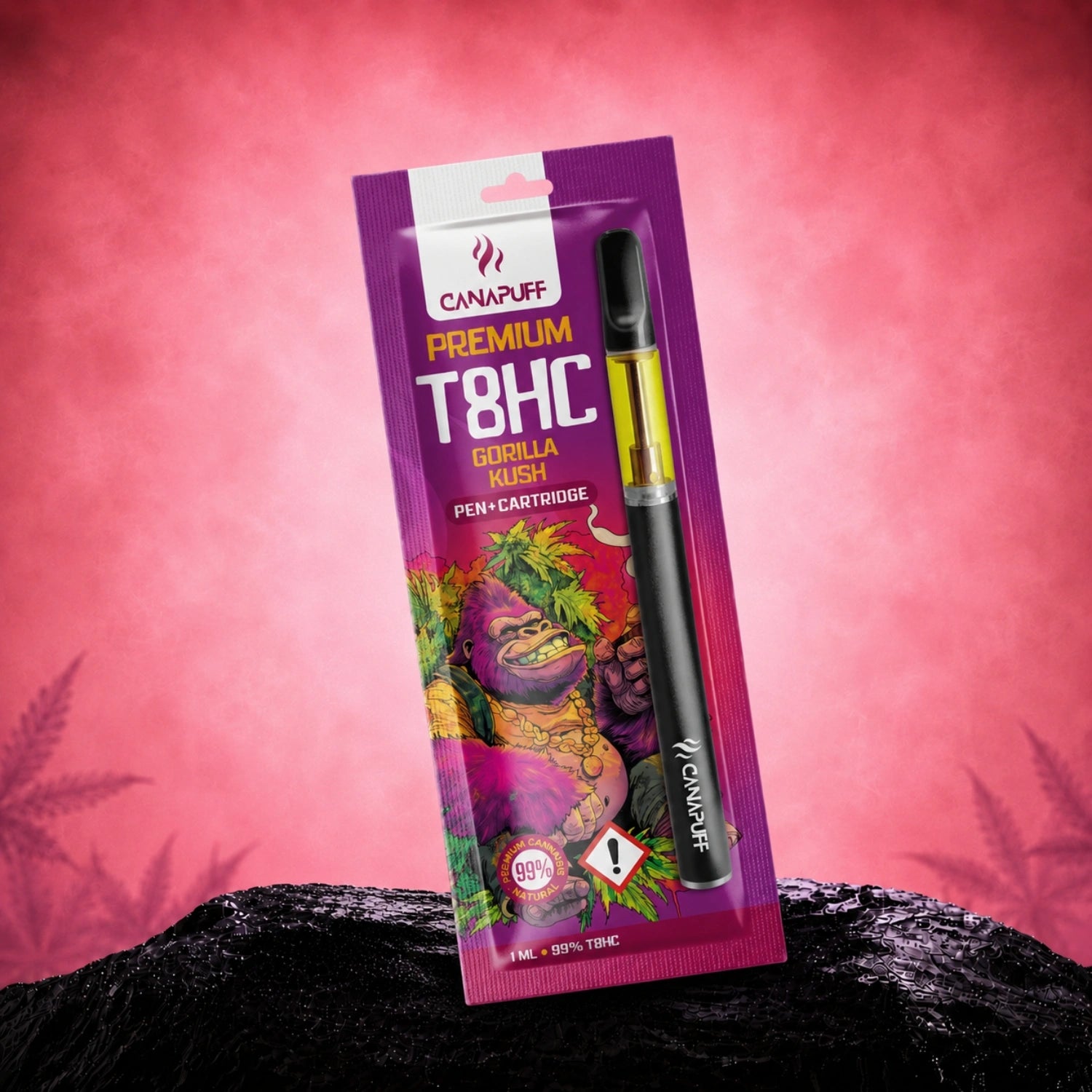Canapuff T8HC Pen+Cartridge Gorilla Kush 99%, 1 ml disposable vape