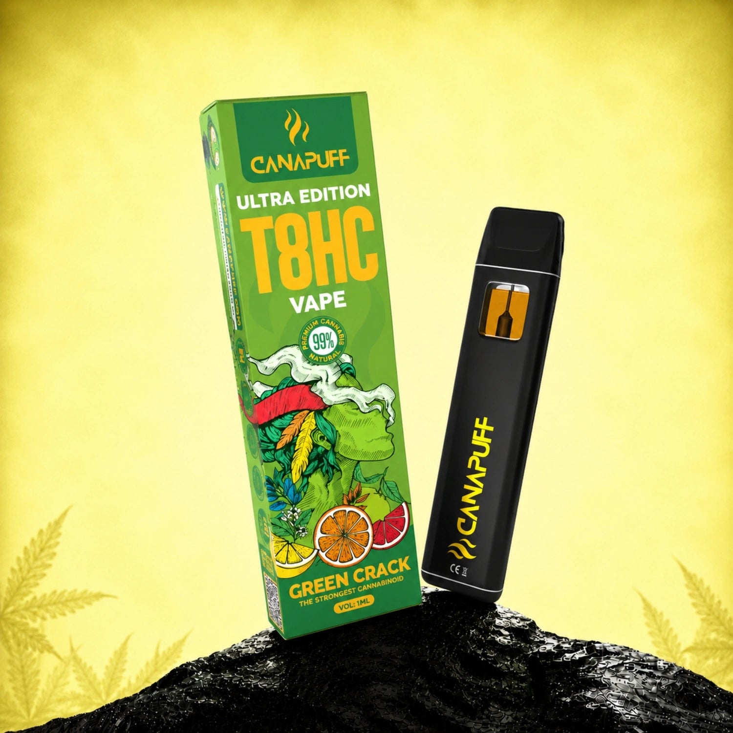 Canapuff T8HC Vape Green Crack Ultra Edition 99% 1ml disposable pen