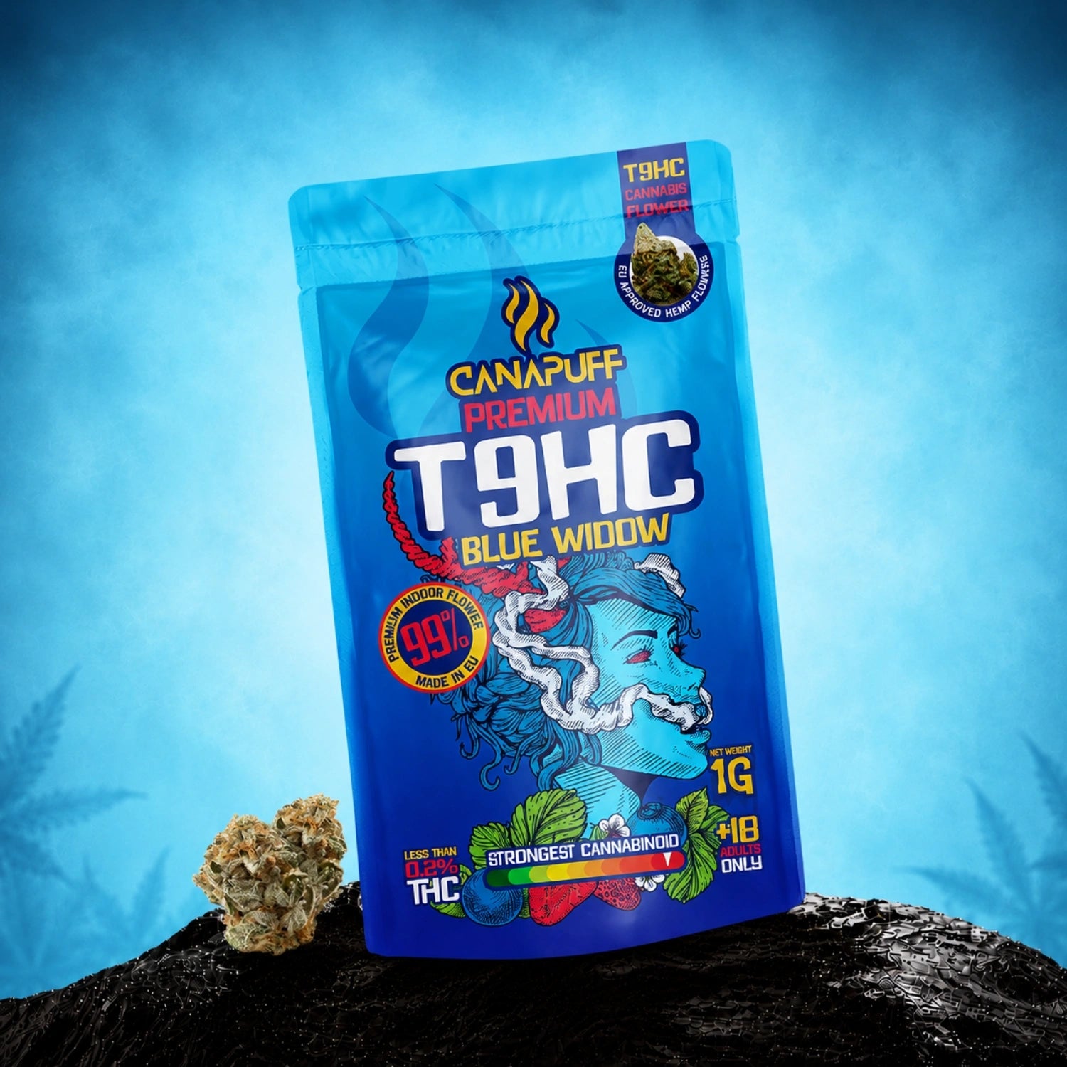 Canapuff T9HC Blue Widow flowers, 1g pouch, 99% strength