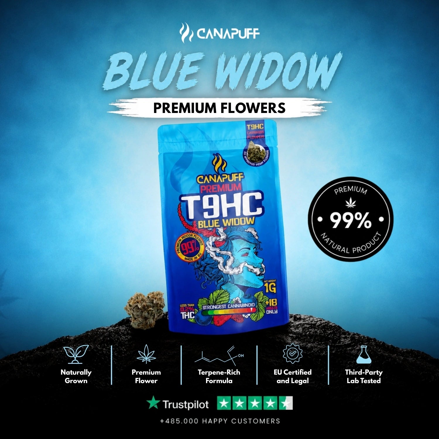 T9HC Flowers Blue Widow 99%