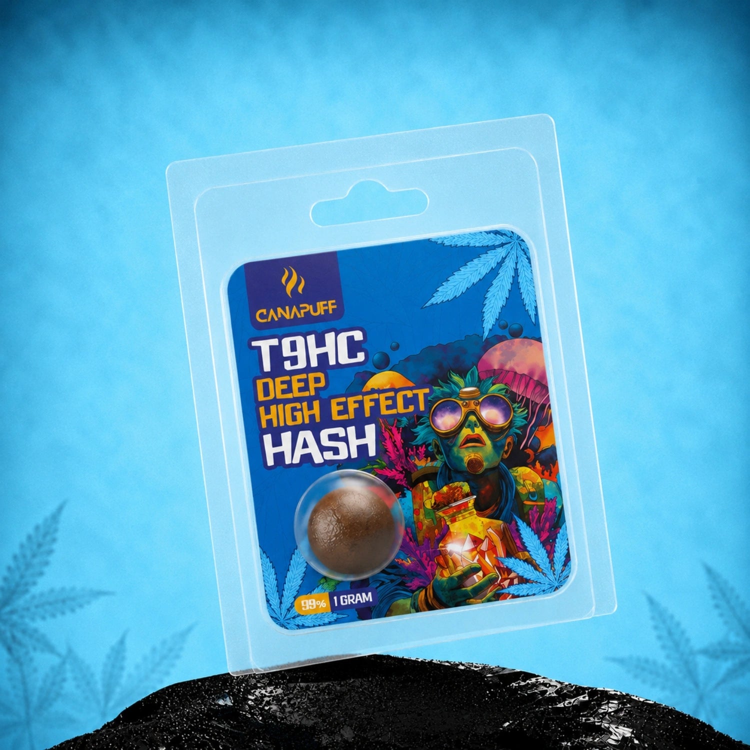 Canapuff T9HC Deep High Effect hash, 1 gram, 99% strength in blister packaging
