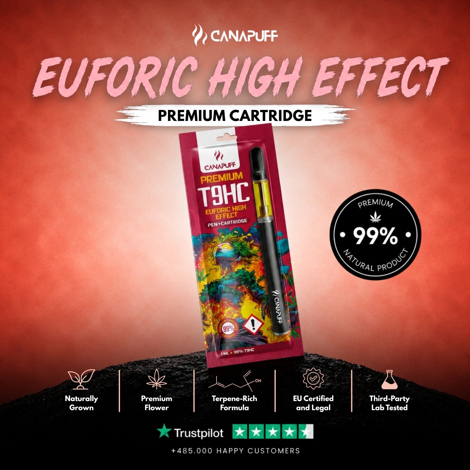 T9HC Pen+Cartridge Euforic 99%