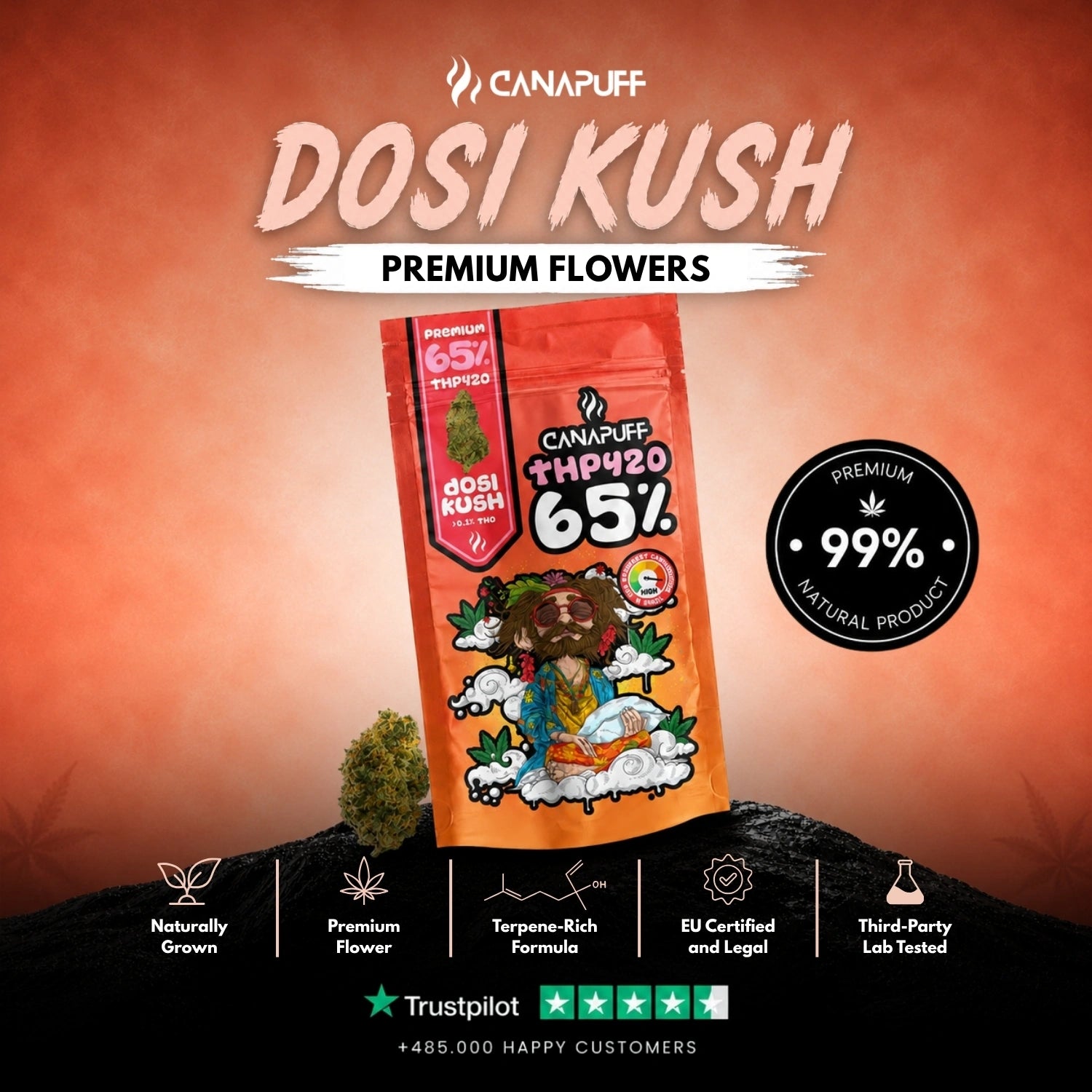 THP420 Flowers Dosi Kush 65%