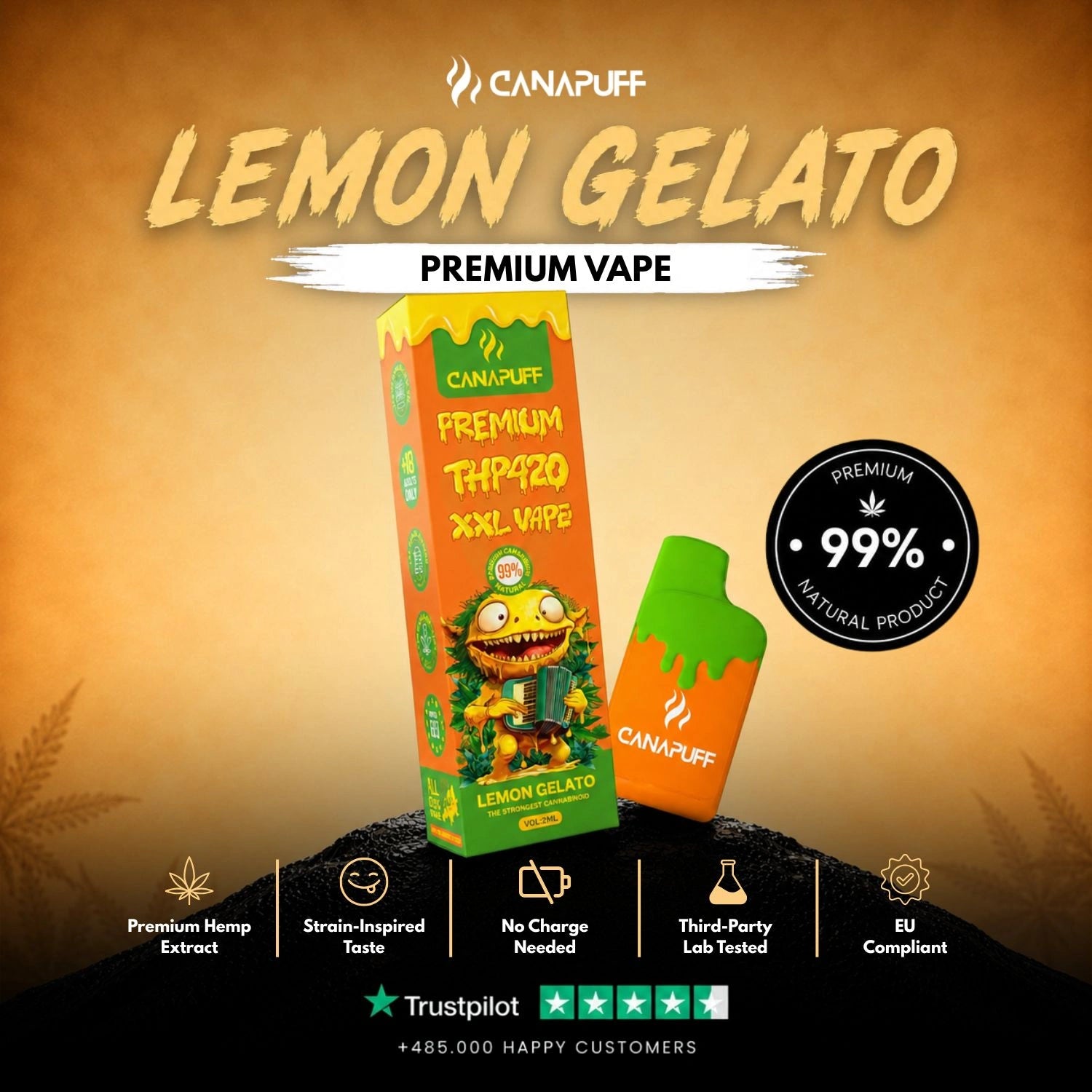 THP420 XXL Vape Lemon Gelato 99% 2ml