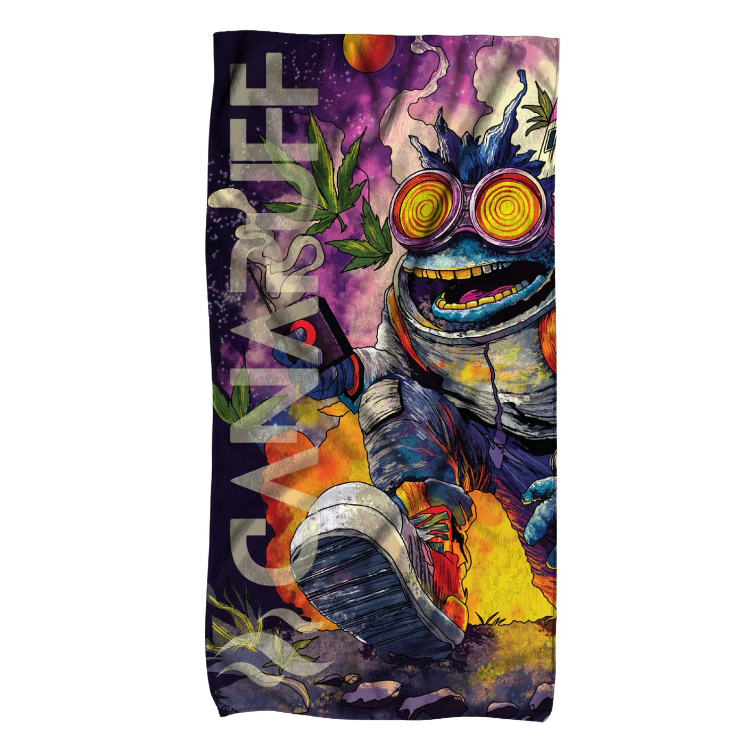 Canapuff Extreemly towel with cannabis-themed artwork