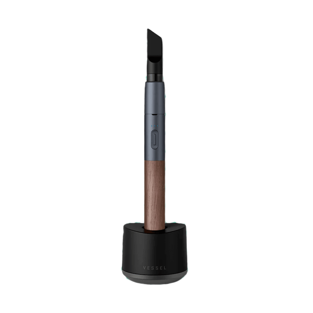 Vessel Craftsman vape pen in slate and walnut with charging dock